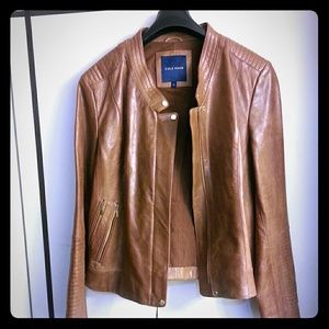 Cole Haan Tan Leather Moto Jacket